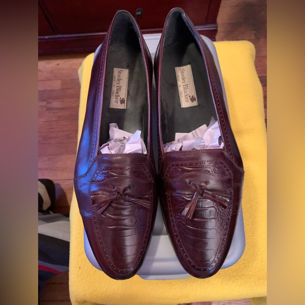 Stanley Blacker Burgundy Leather Tassel Loafers